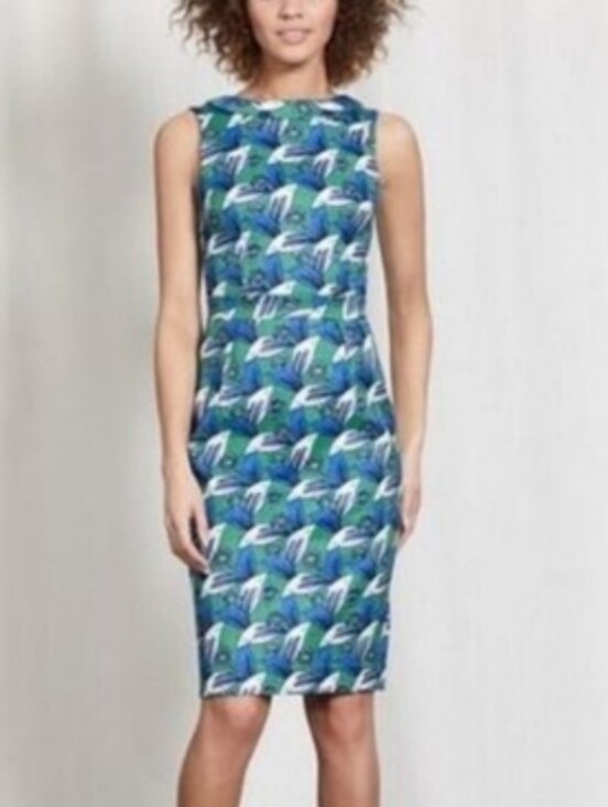 Boden Dresses & Skirts - Boden Womens Blue Green Martha Sleeveless Floral Printed Sheath Midi Dress 8R